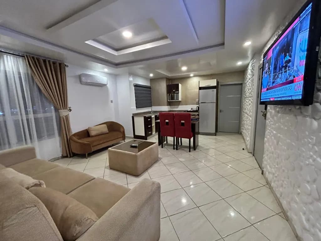 The living room of a two-bedroom Presidential Villa