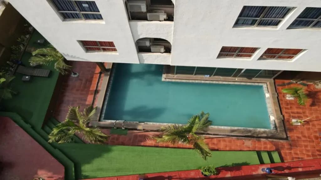 The swimming pool and garden terrace